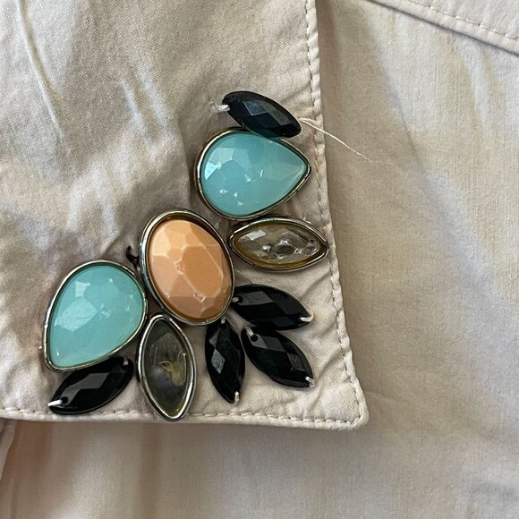 Grandi Vintage-Inspired Embellished light pink Button-Up Shirt ‎ Sz 48  Gemstone - Picture 7 of 15